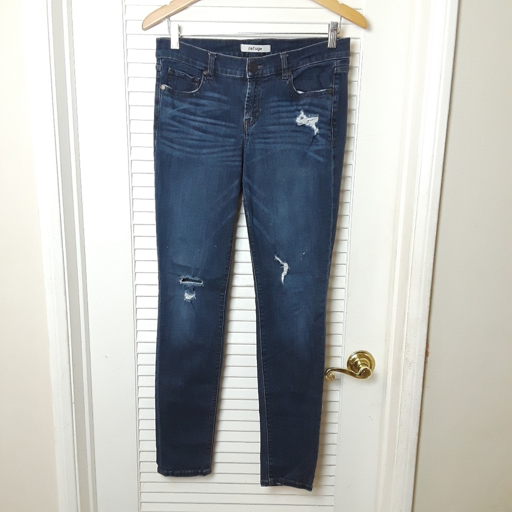 REFUGE Women's Skinny Distressed Stretch Jeans Size 6 Blue